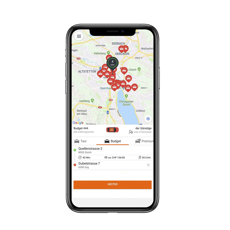 Taxi 444 per App bestellen